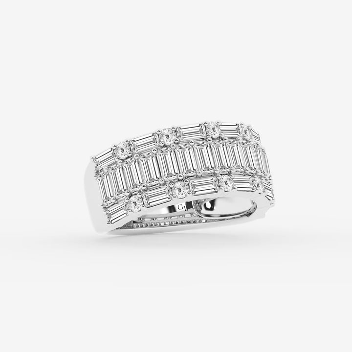 Triora Round & Baguette Lab-Grown Diamond Triple Row Ring
