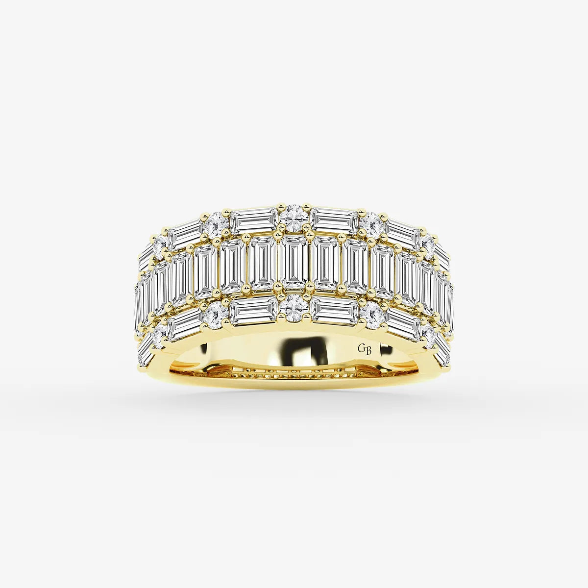 Triora Round & Baguette Lab-Grown Diamond Triple Row Ring