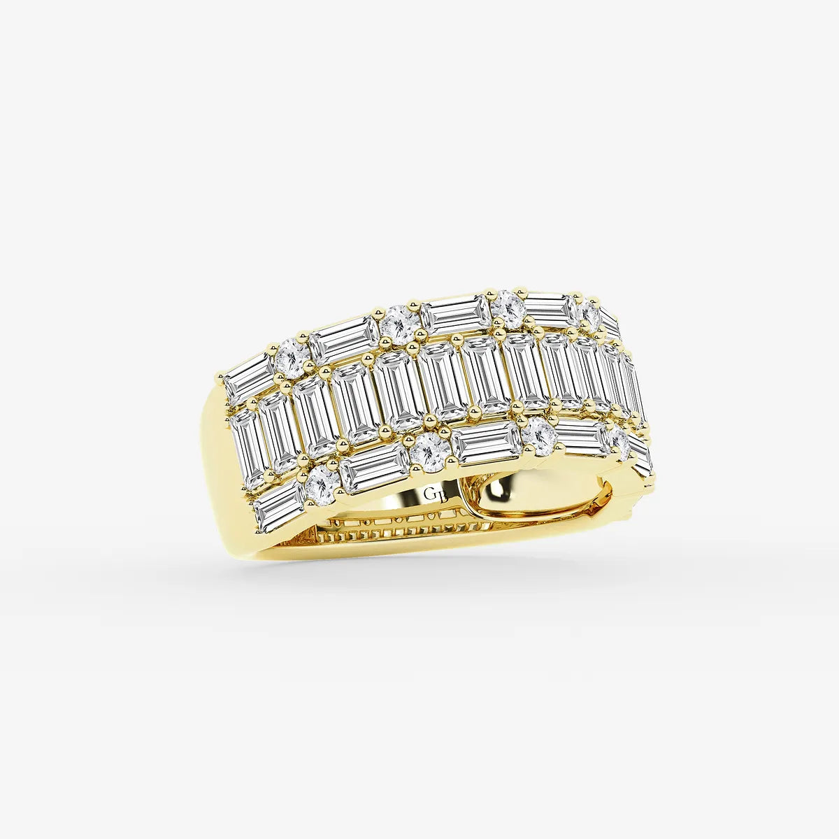 Triora Round & Baguette Lab-Grown Diamond Triple Row Ring
