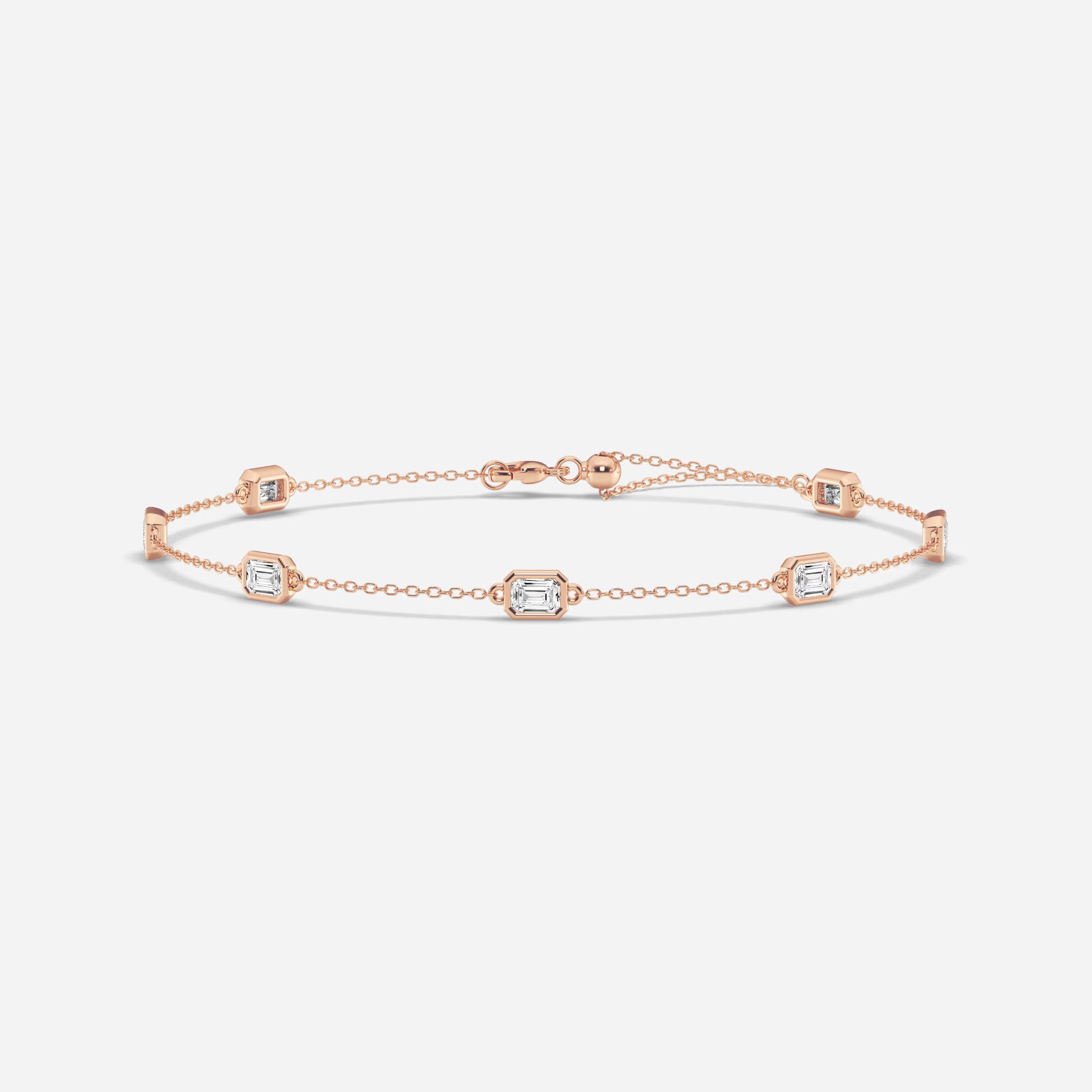 Elegancia Emerald Cut Lab Grown Diamond Bezel Anklet