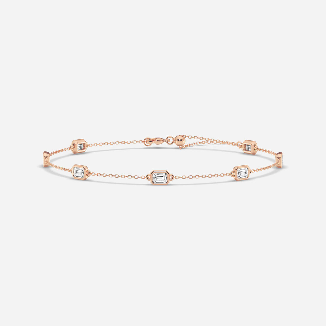 Elegancia Emerald Cut Lab Grown Diamond Bezel Anklet