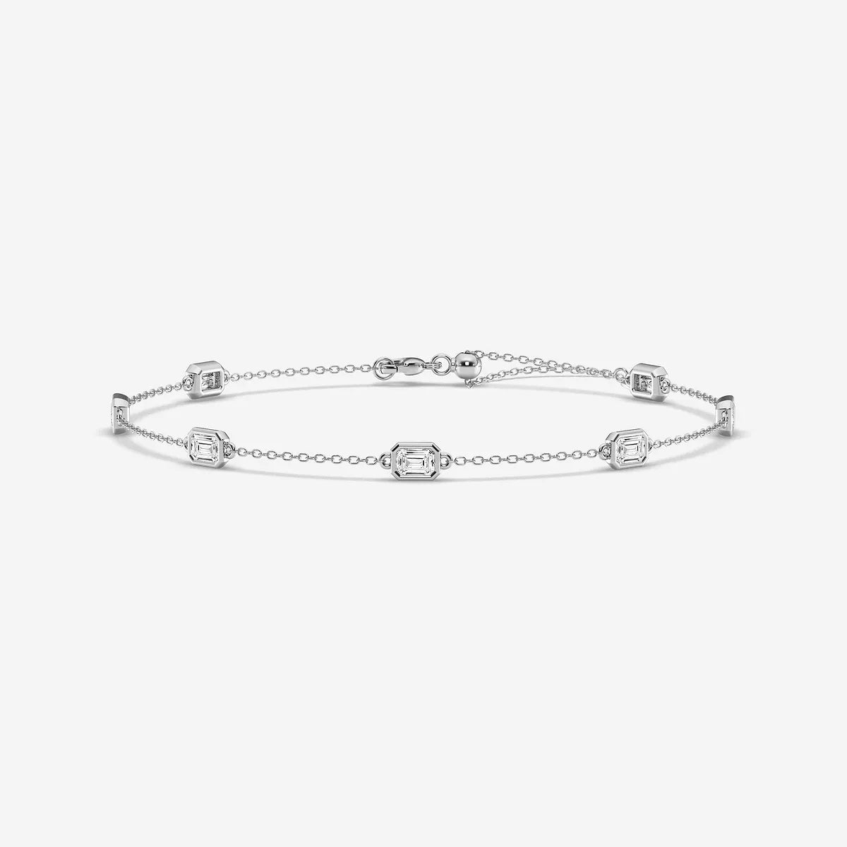 Elegancia Emerald Cut Lab Grown Diamond Bezel Anklet