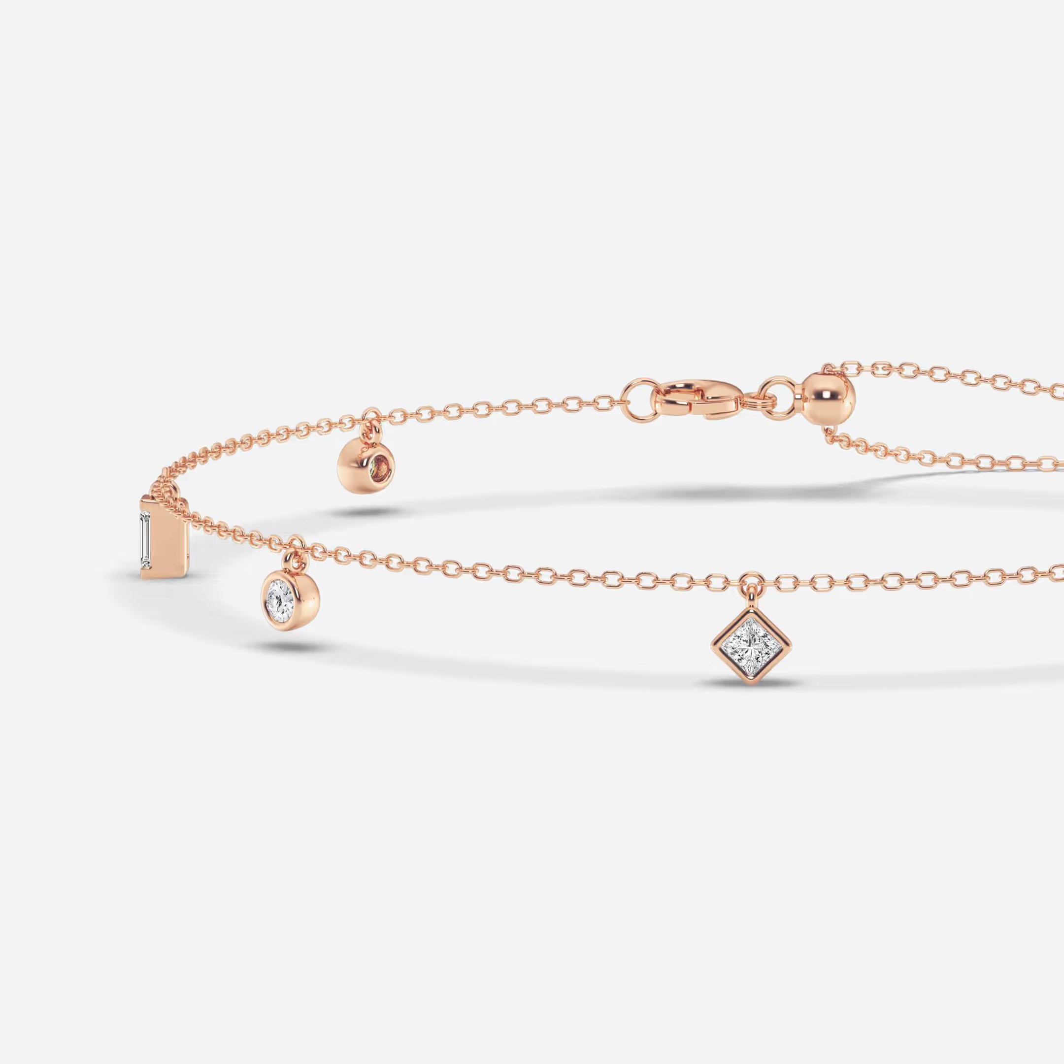 Celestia Multi-Shape Lab Grown Diamond Dangle Charm Anklet