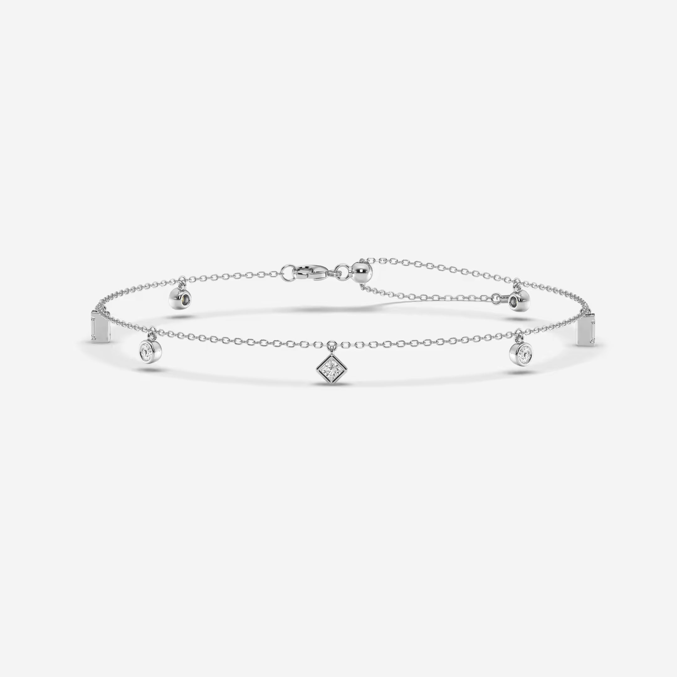 Celestia Multi-Shape Lab Grown Diamond Dangle Charm Anklet