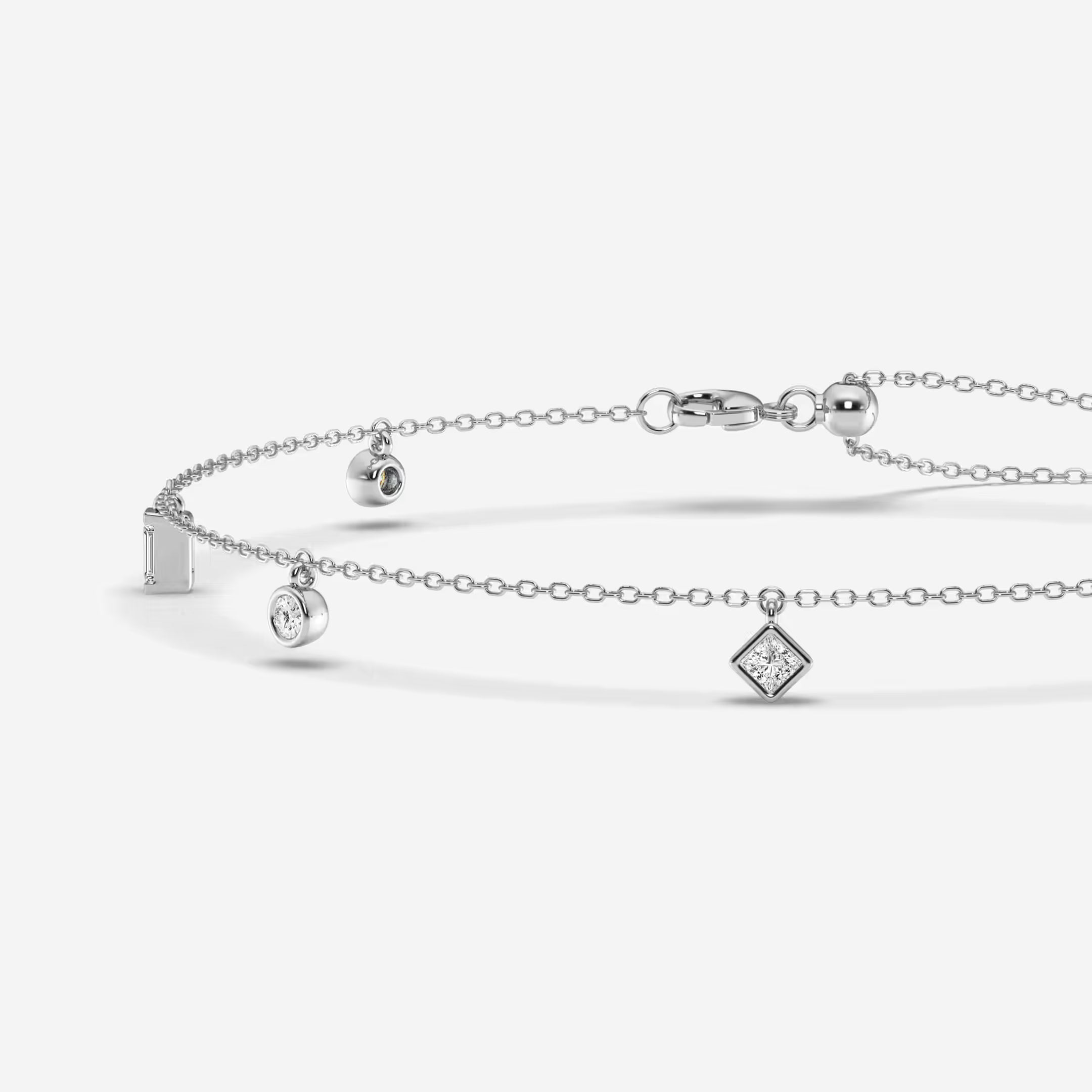 Celestia Multi-Shape Lab Grown Diamond Dangle Charm Anklet