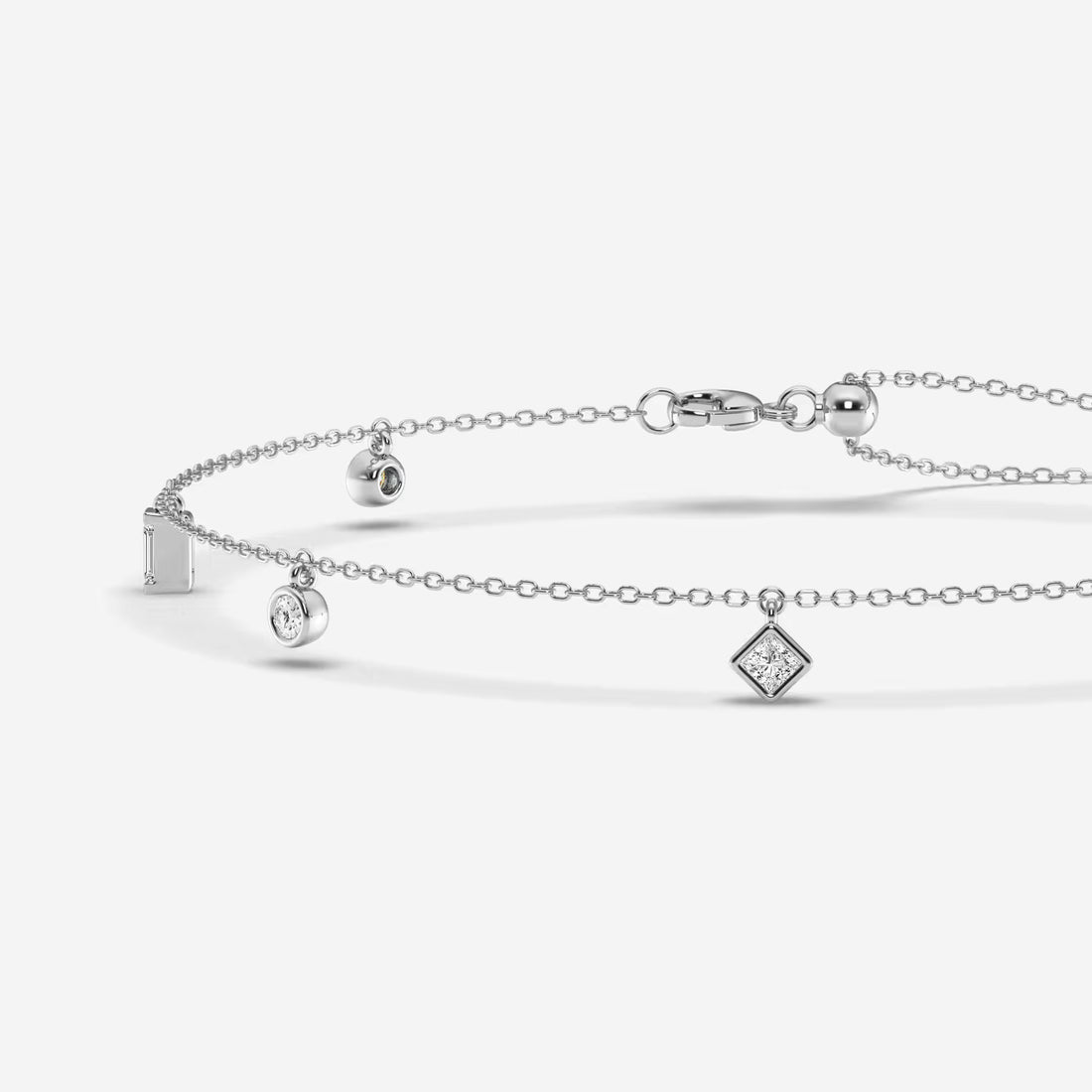 Celestia Multi-Shape Lab Grown Diamond Dangle Charm Anklet