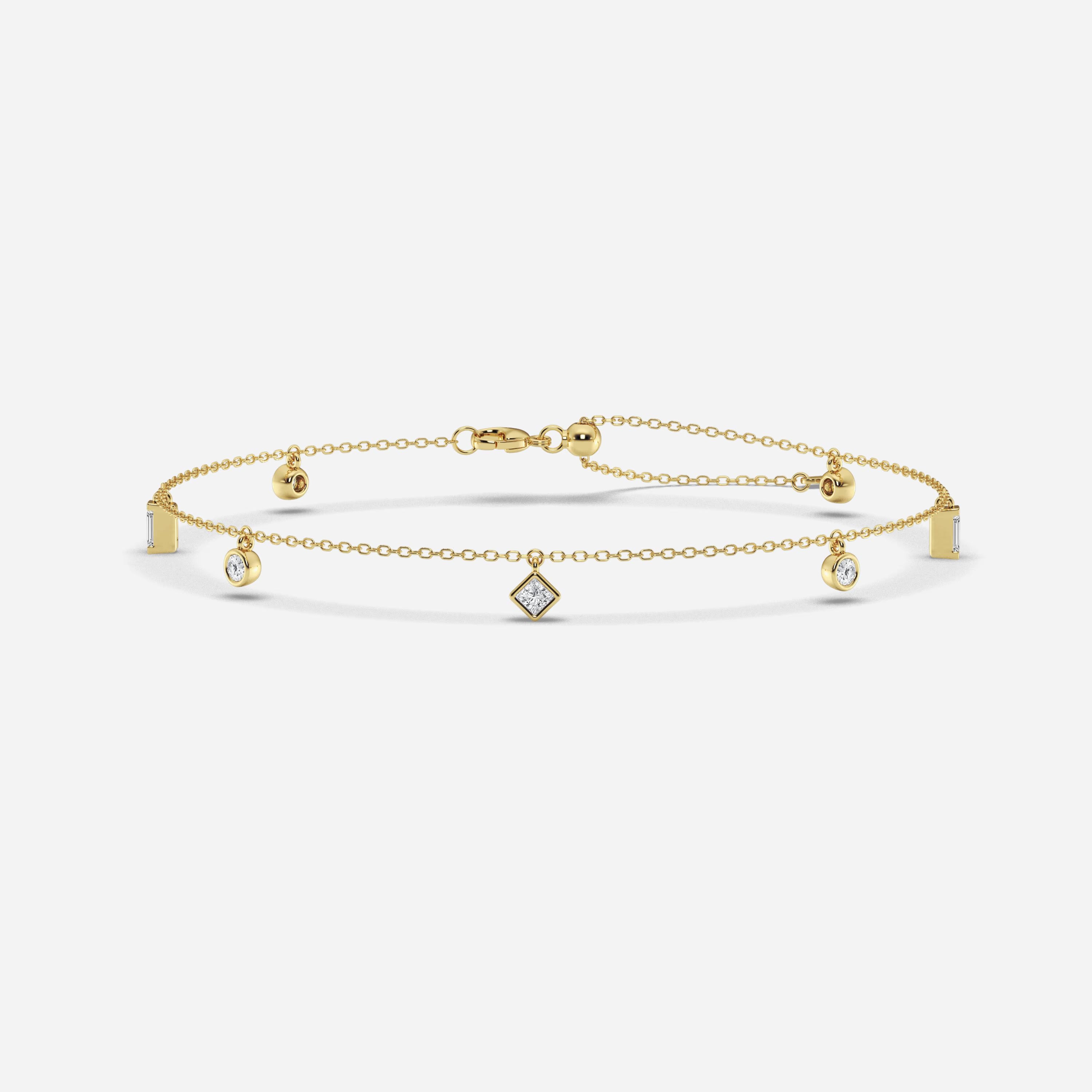 Celestia Multi-Shape Lab Grown Diamond Dangle Charm Anklet