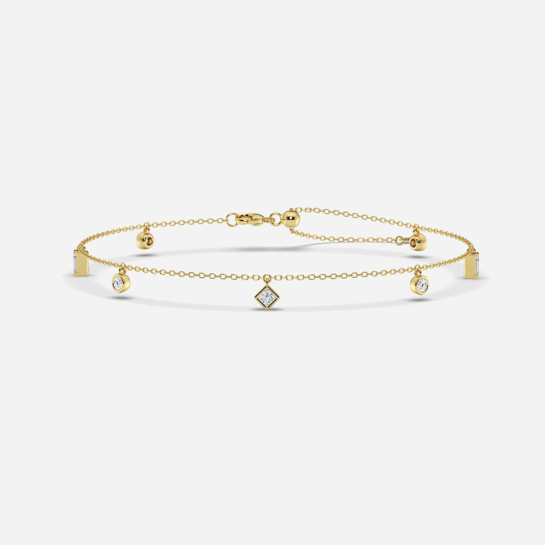 Celestia Multi-Shape Lab Grown Diamond Dangle Charm Anklet