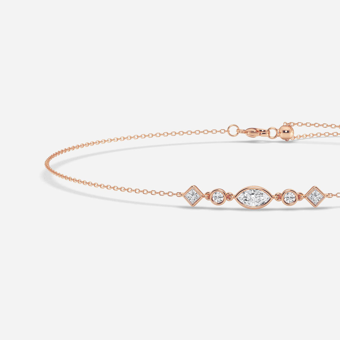 Aurora Multi-Shape Lab Grown Diamond Bezel Set Anklet