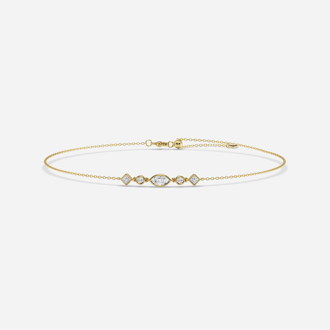 Aurora Multi-Shape Lab Grown Diamond Bezel Set Anklet