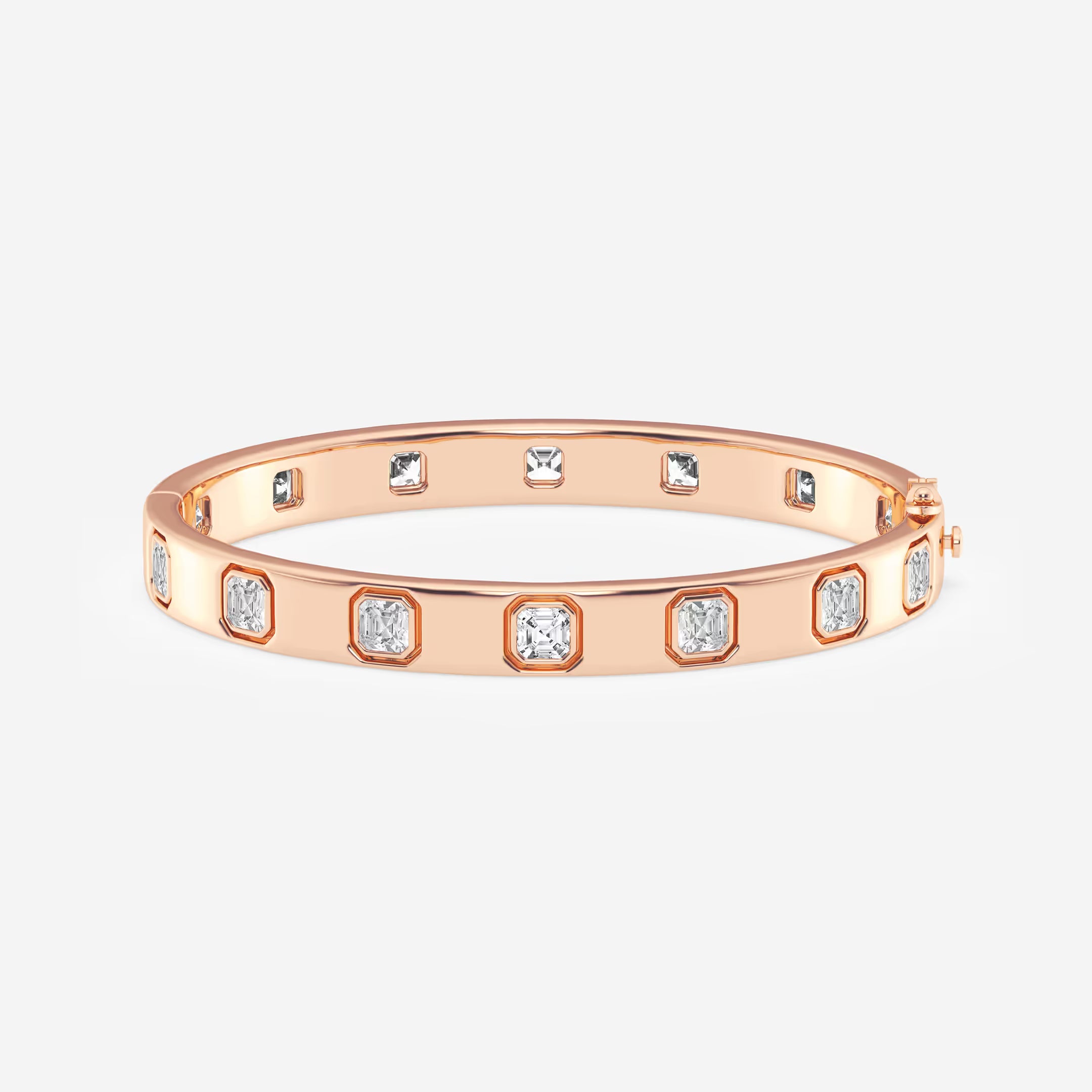 Rosé Geometry Asscher Lab Grown Diamond Bangle Bracelet