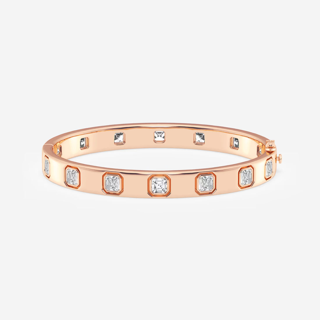 Rosé Geometry Asscher Lab Grown Diamond Bangle Bracelet