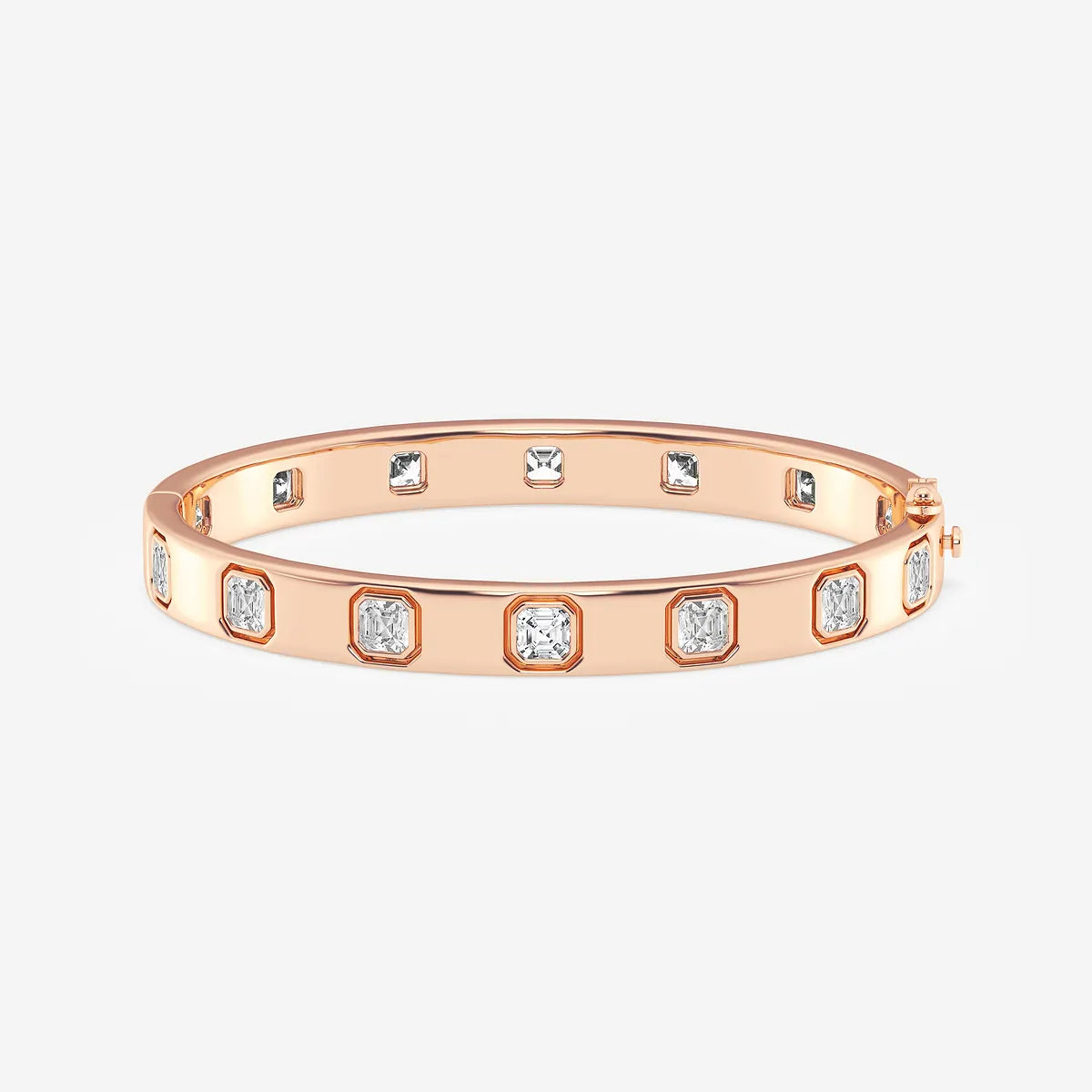 Rosé Geometry Asscher Lab Grown Diamond Bangle Bracelet