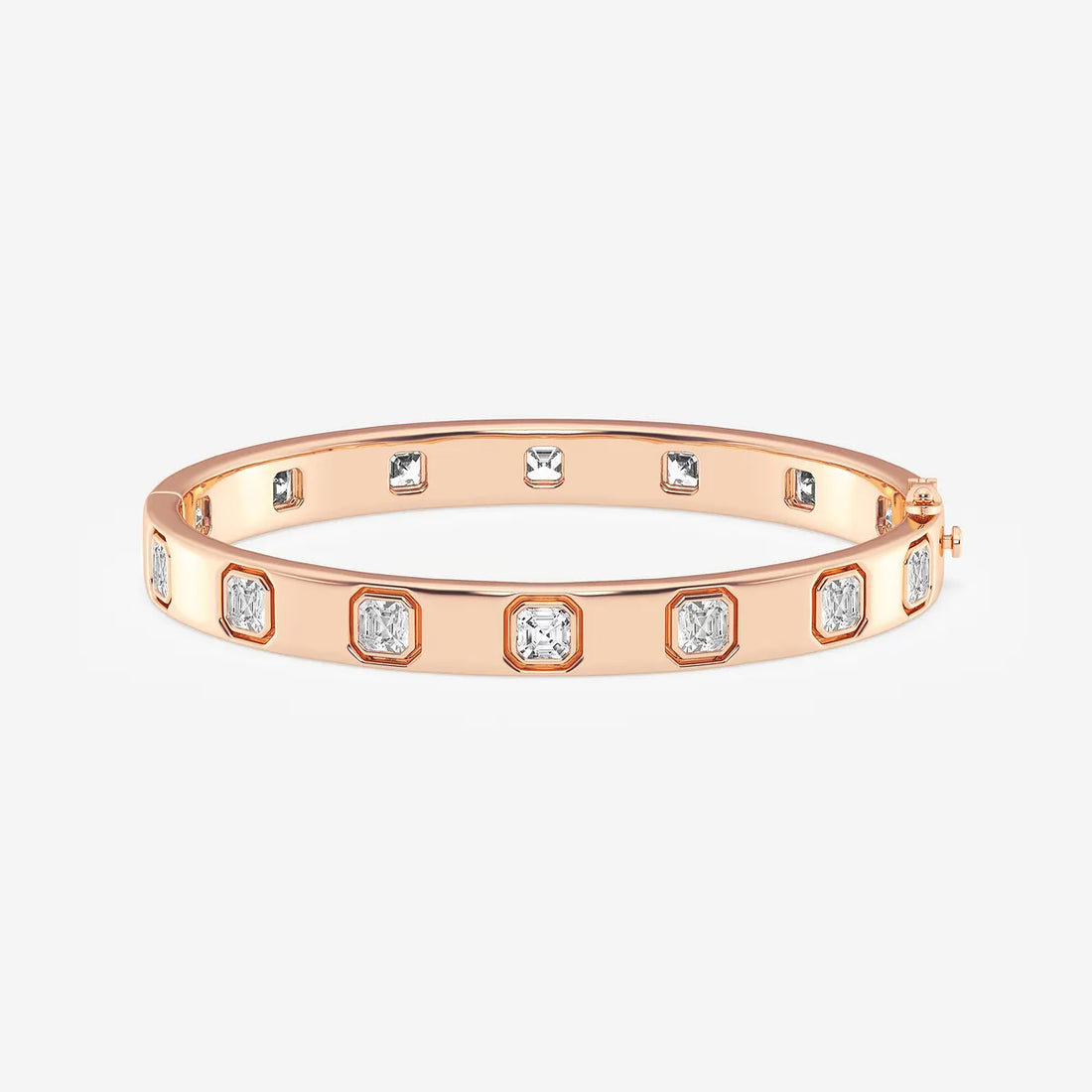 Rosé Geometry Asscher Lab Grown Diamond Bangle Bracelet