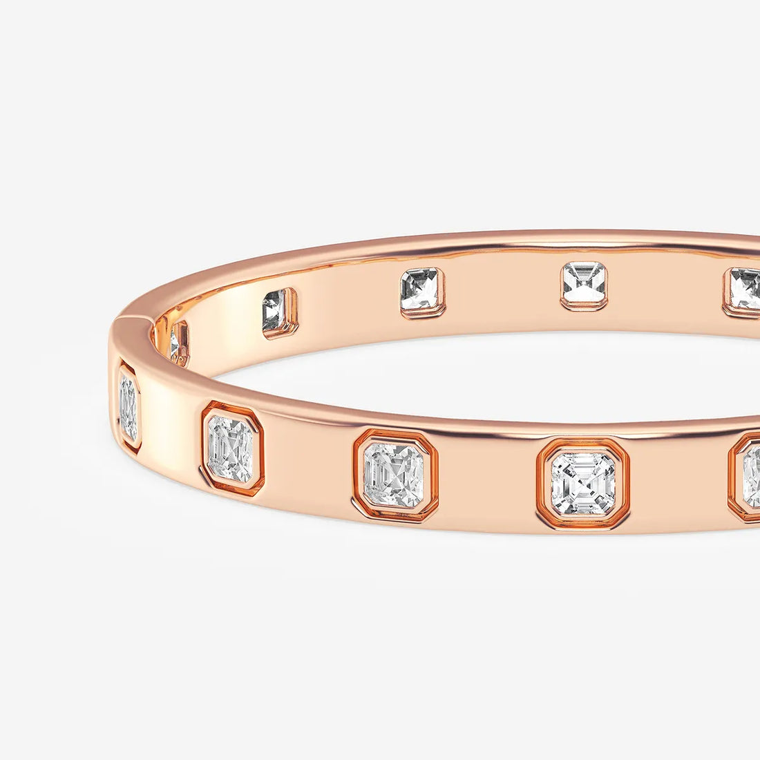 Rosé Geometry Asscher Lab Grown Diamond Bangle Bracelet