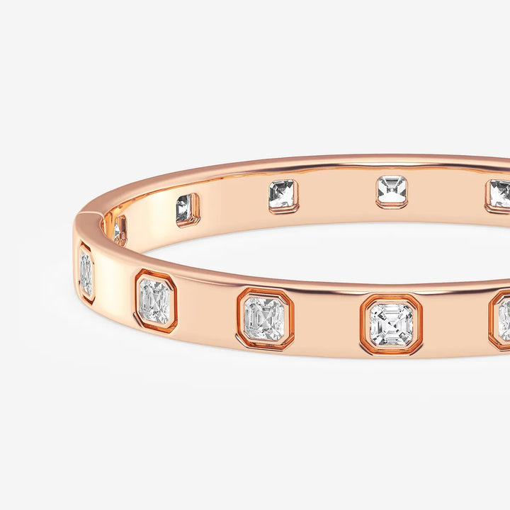 Rosé Geometry Asscher Lab Grown Diamond Bangle Bracelet