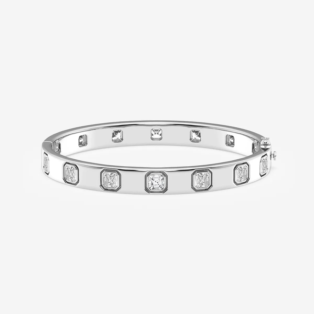 Rosé Geometry Asscher Lab Grown Diamond Bangle Bracelet