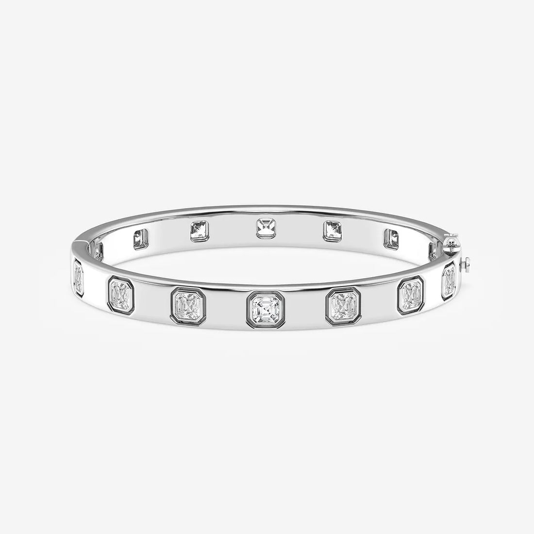 Rosé Geometry Asscher Lab Grown Diamond Bangle Bracelet