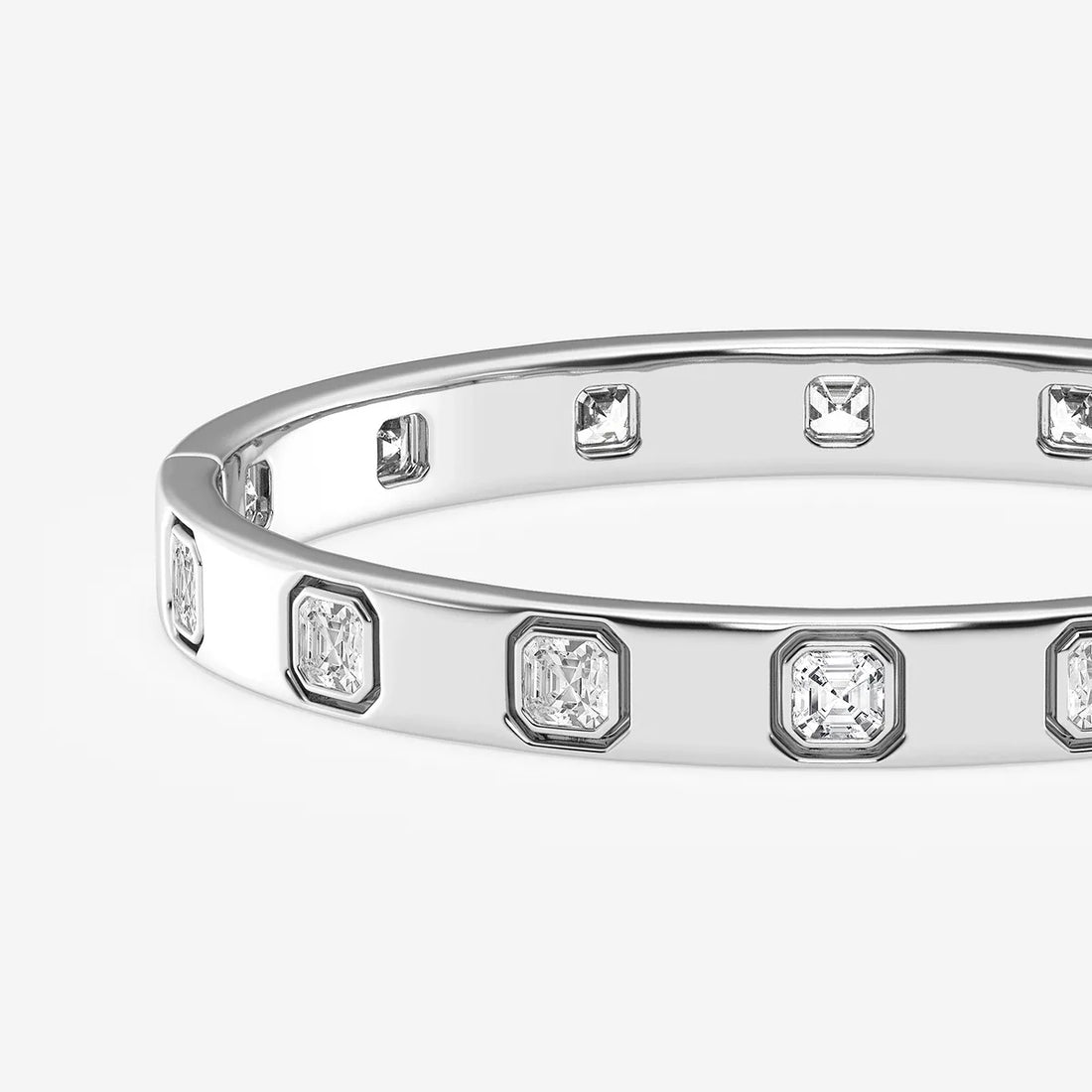 Rosé Geometry Asscher Lab Grown Diamond Bangle Bracelet