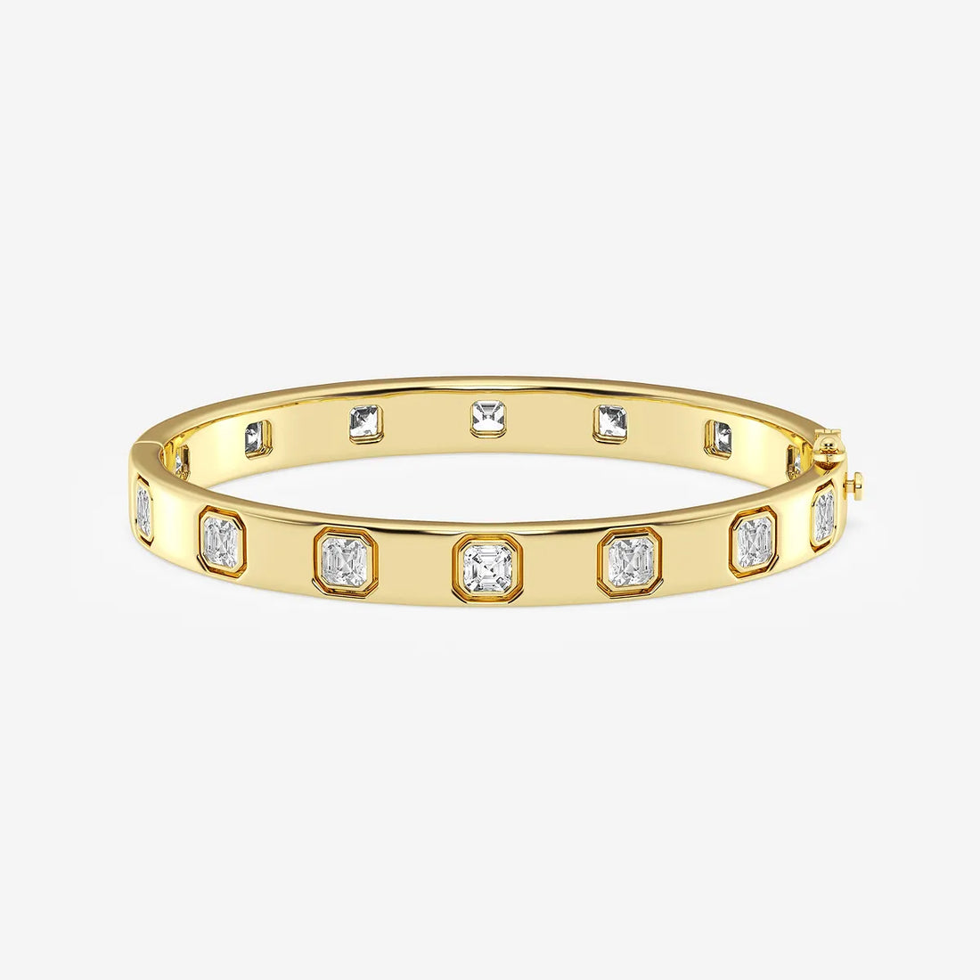 Rosé Geometry Asscher Lab Grown Diamond Bangle Bracelet
