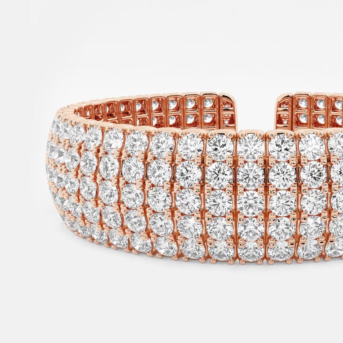 Radiant Luxe Round Lab Grown Diamond Multi-Row Flex Cuff Bracelet