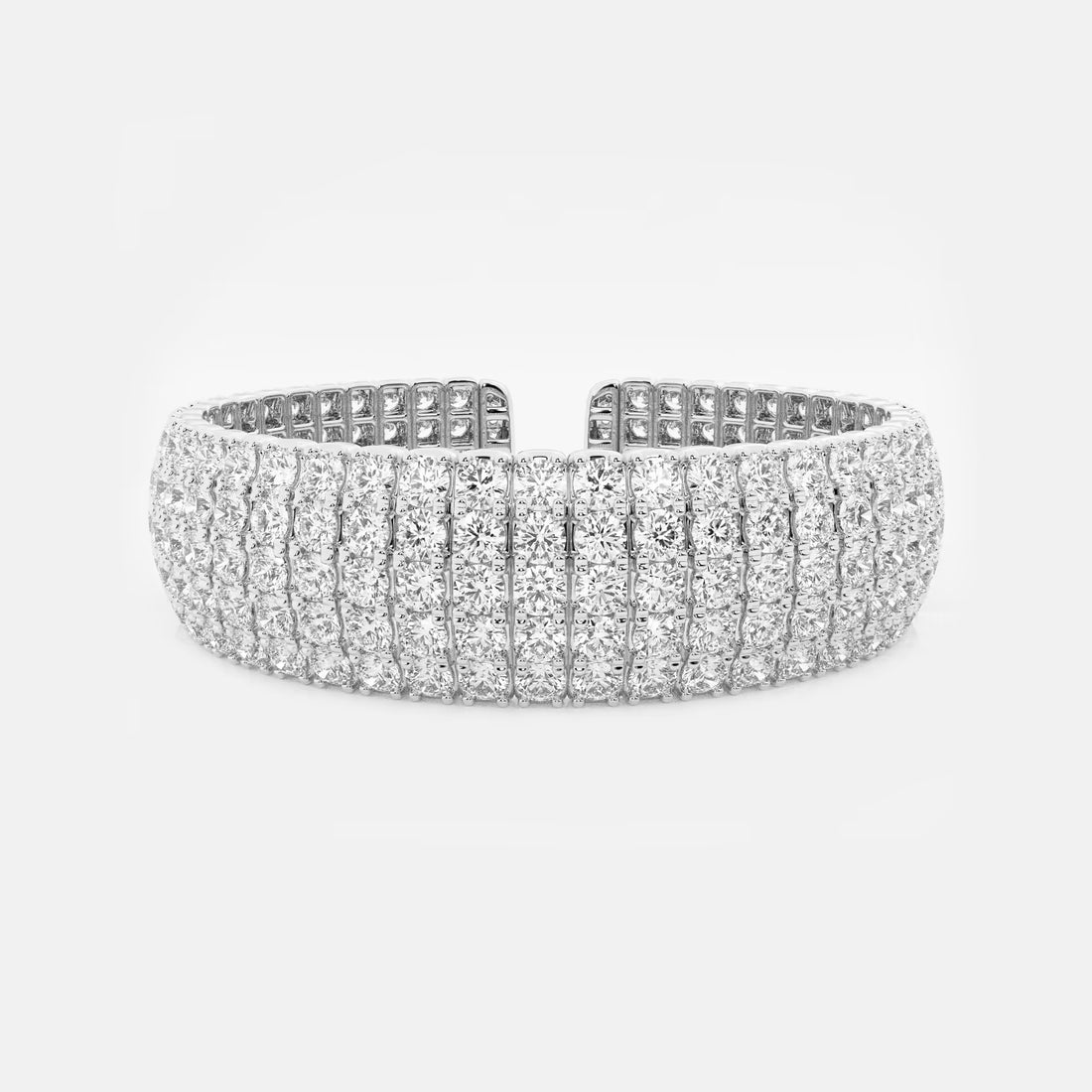Radiant Luxe Round Lab Grown Diamond Multi-Row Flex Cuff Bracelet