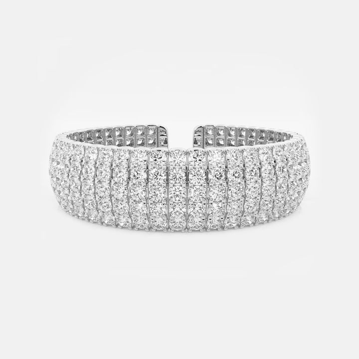 Radiant Luxe Round Lab Grown Diamond Multi-Row Flex Cuff Bracelet
