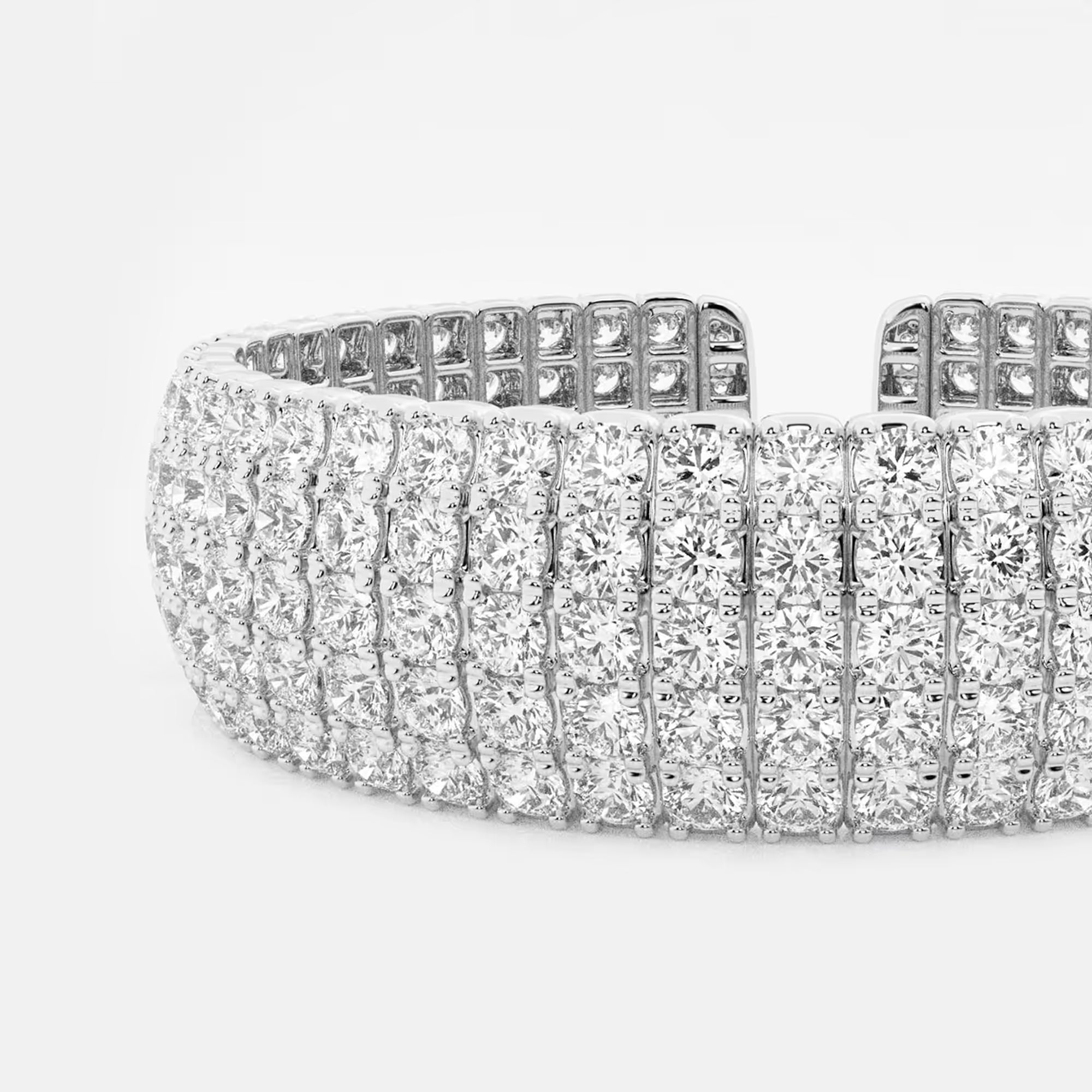 Radiant Luxe Round Lab Grown Diamond Multi-Row Flex Cuff Bracelet
