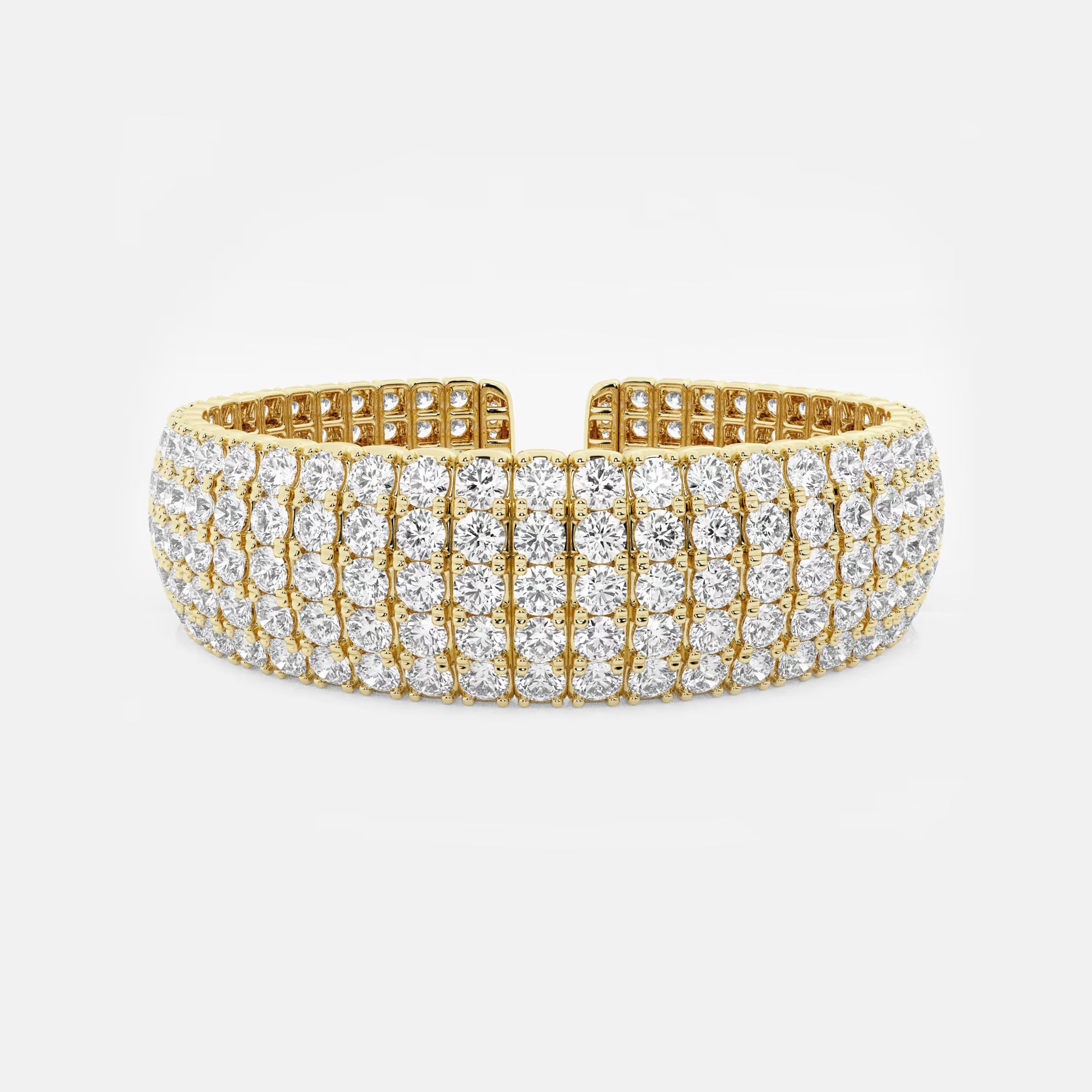 Radiant Luxe Round Lab Grown Diamond Multi-Row Flex Cuff Bracelet