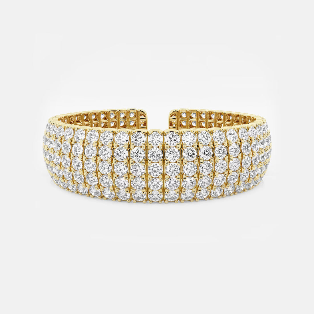 Radiant Luxe Round Lab Grown Diamond Multi-Row Flex Cuff Bracelet