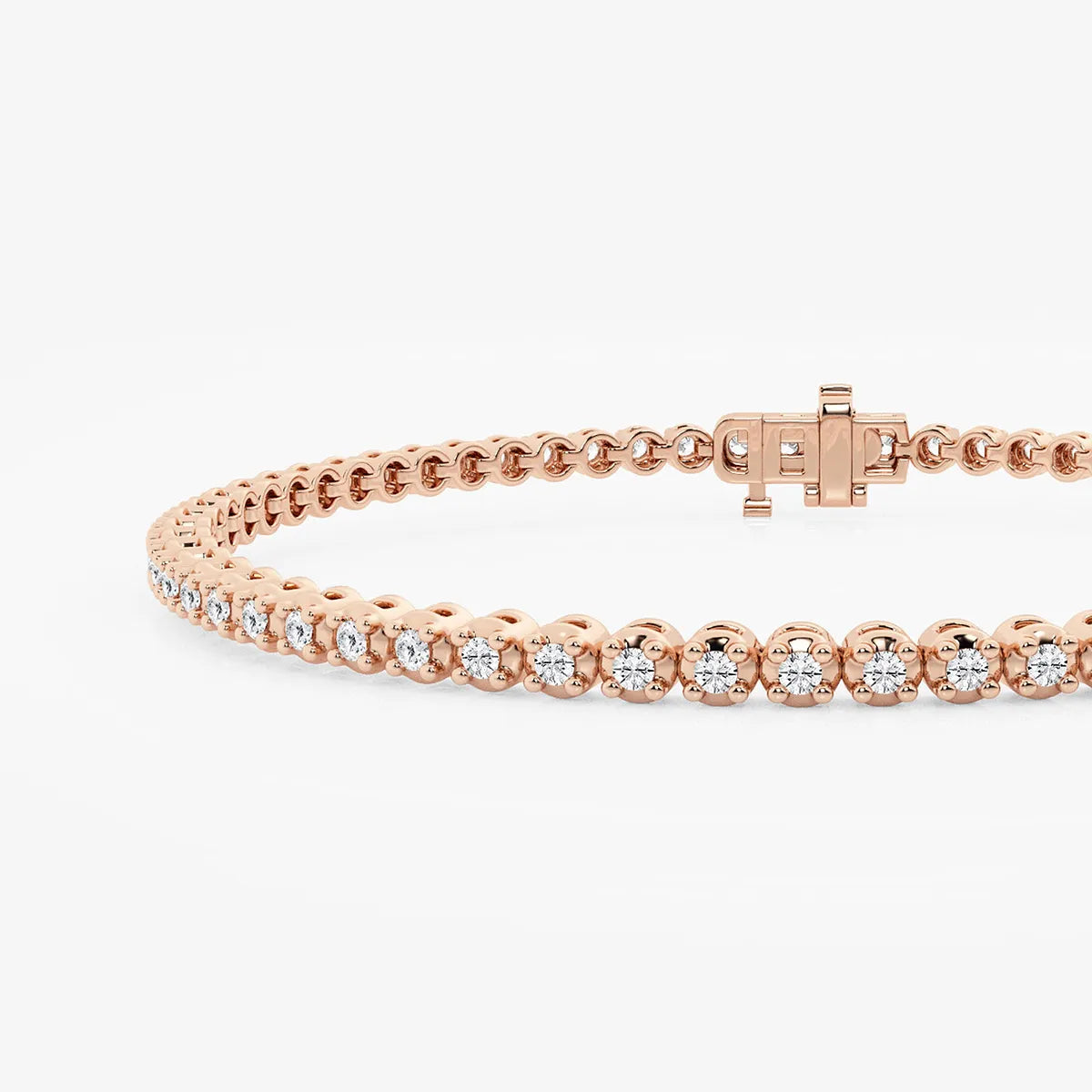 Serve Luxe Round Lab Grown Diamond Four-Prong Basket Tennis Bracelet
