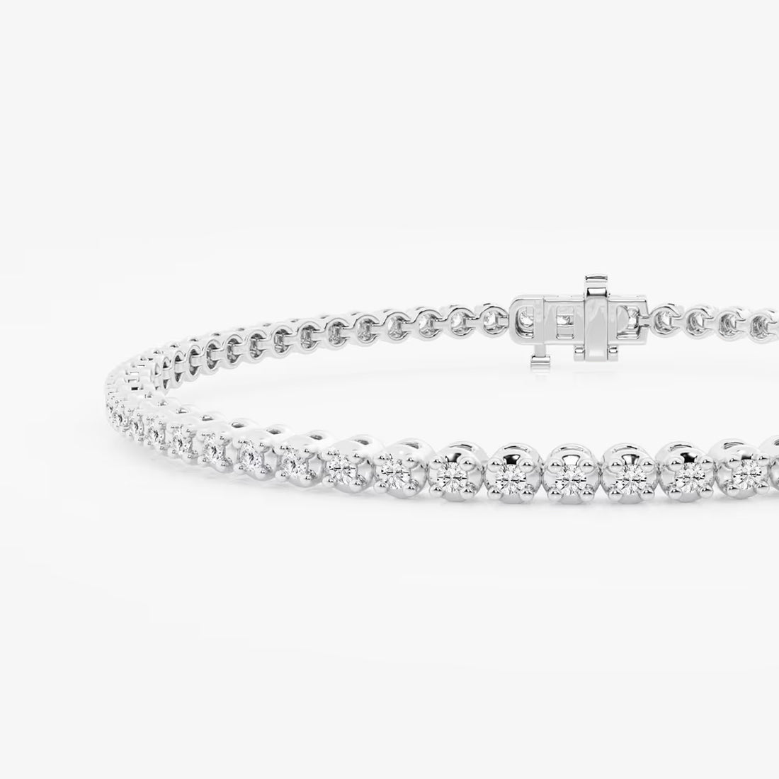 Serve Luxe Round Lab Grown Diamond Four-Prong Basket Tennis Bracelet