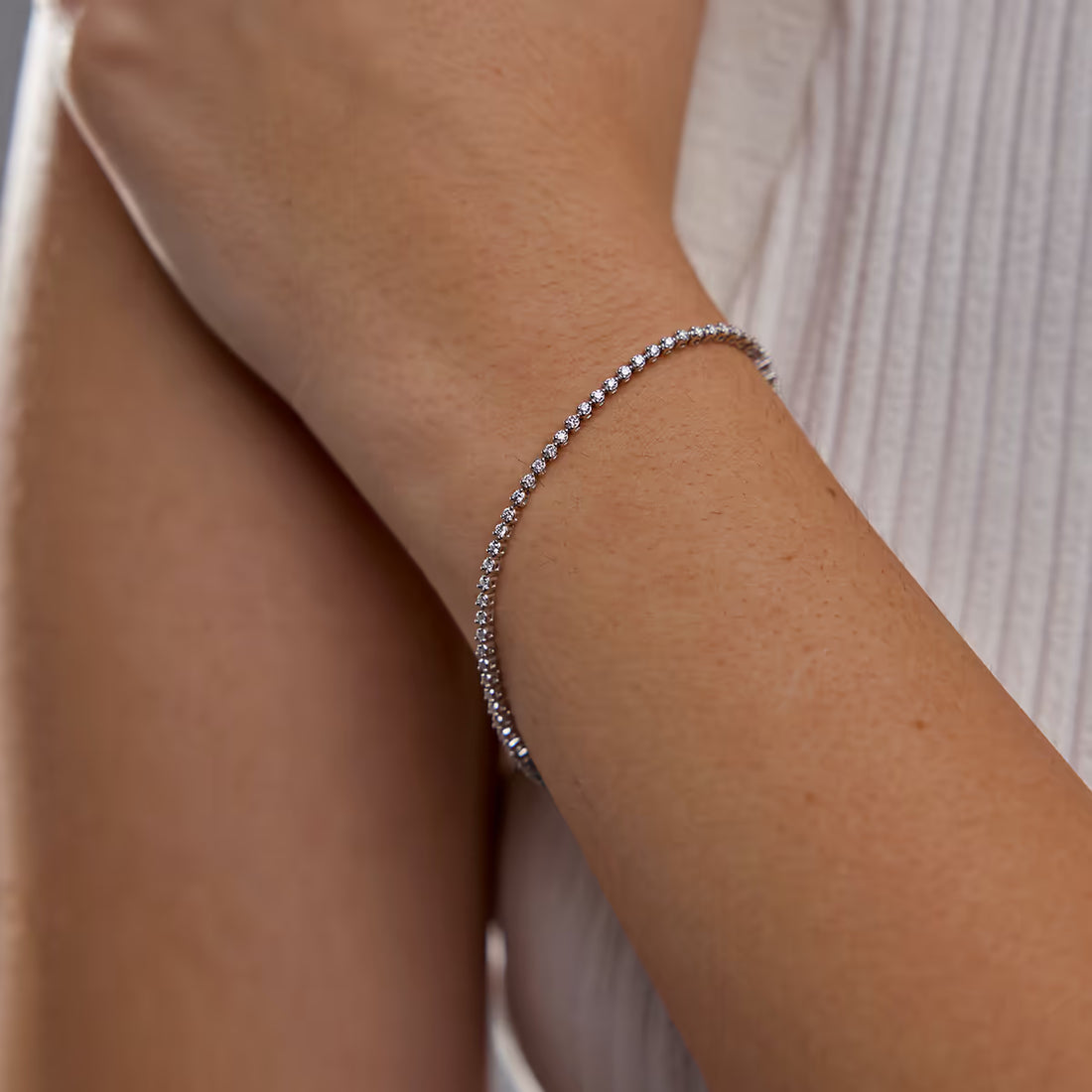 Triluxe Round Lab Grown Diamond Three-Prong Tennis Bracelet