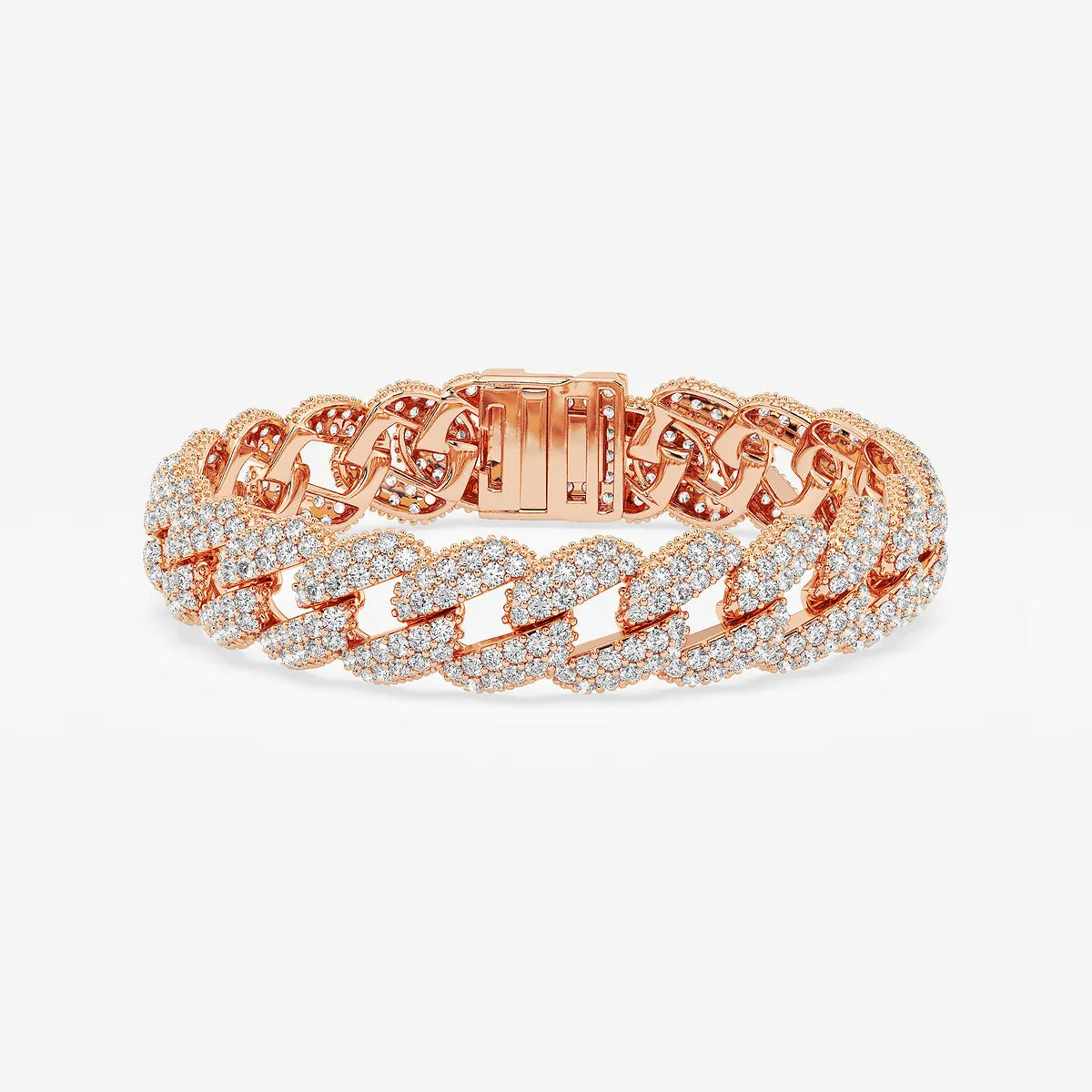 Silver Royale Round Lab Grown Diamond Cuban Link Bracelet