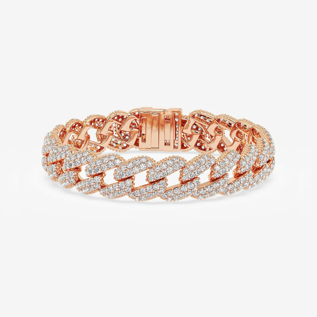 Silver Royale Round Lab Grown Diamond Cuban Link Bracelet