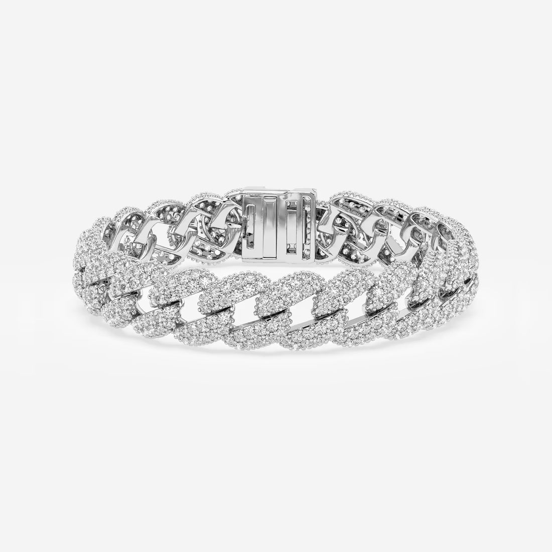 Silver Royale Round Lab Grown Diamond Cuban Link Bracelet
