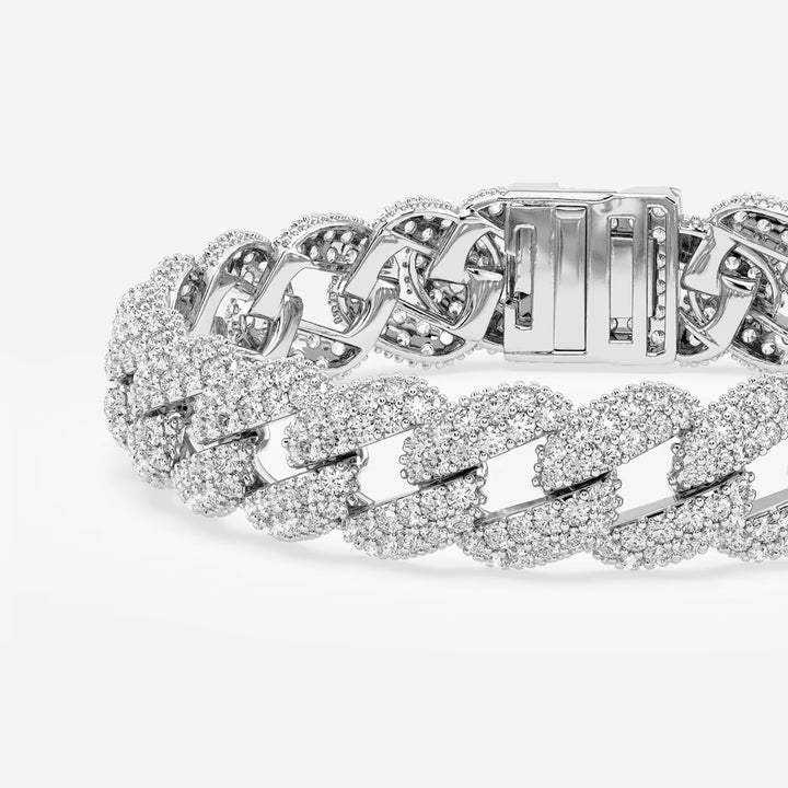 Silver Royale Round Lab Grown Diamond Cuban Link Bracelet