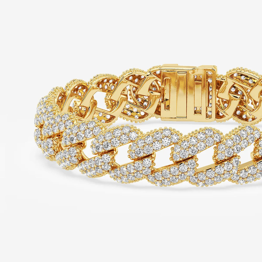 Silver Royale Round Lab Grown Diamond Cuban Link Bracelet