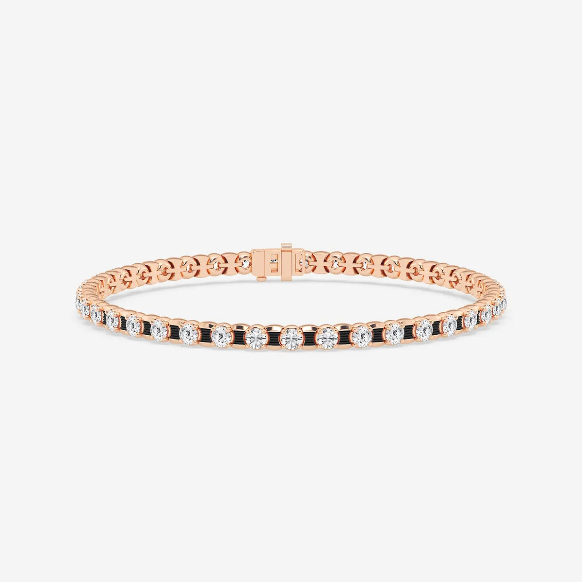 Noir Radiance Round Lab Grown Diamond Tennis Bracelet with Black Rhodium