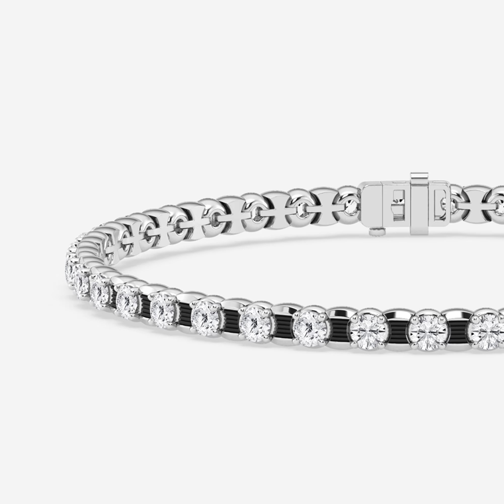 Noir Radiance Round Lab Grown Diamond Tennis Bracelet with Black Rhodium
