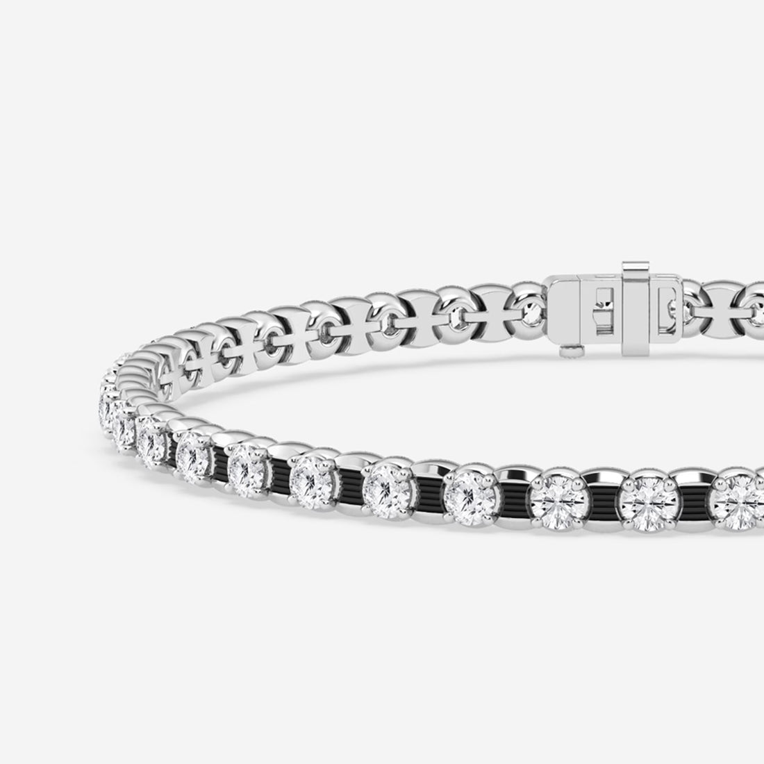 Noir Radiance Round Lab Grown Diamond Tennis Bracelet with Black Rhodium