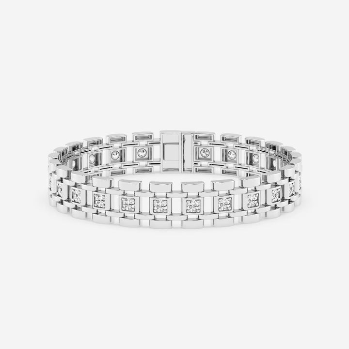 Golden Track Round Lab Grown Diamond Railroad Bracelet