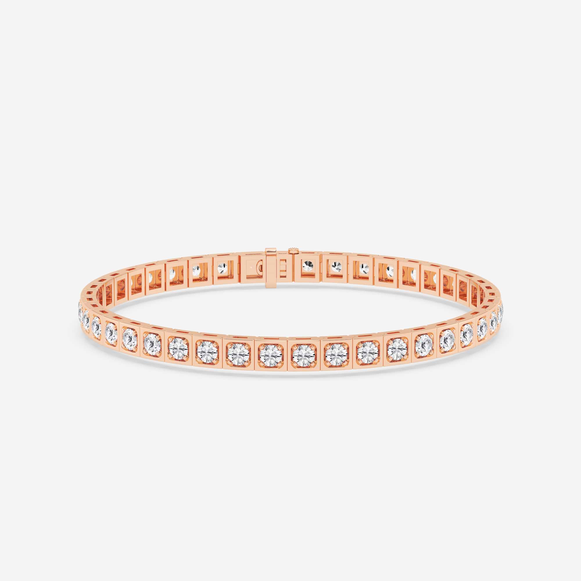 Rosé Modern Square Bezel Round Lab Grown Diamond Tennis Bracelet