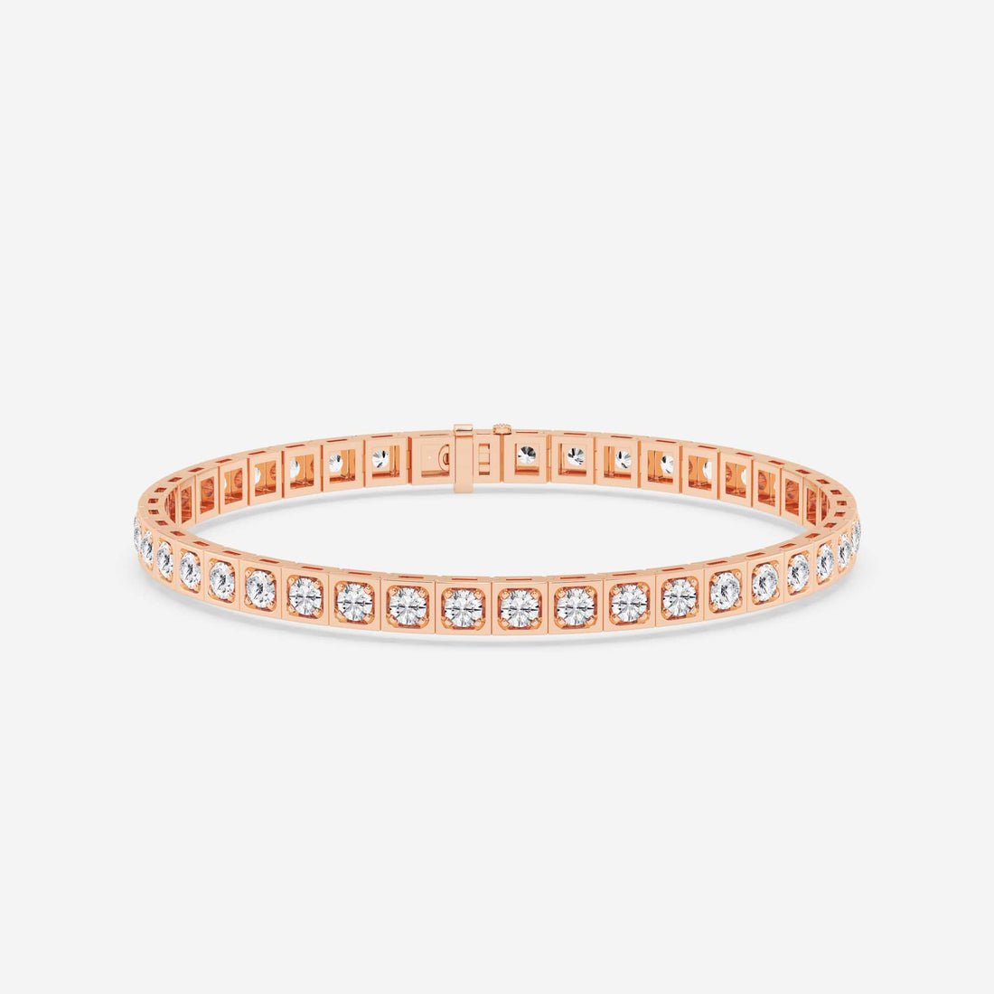 Rosé Modern Square Bezel Round Lab Grown Diamond Tennis Bracelet