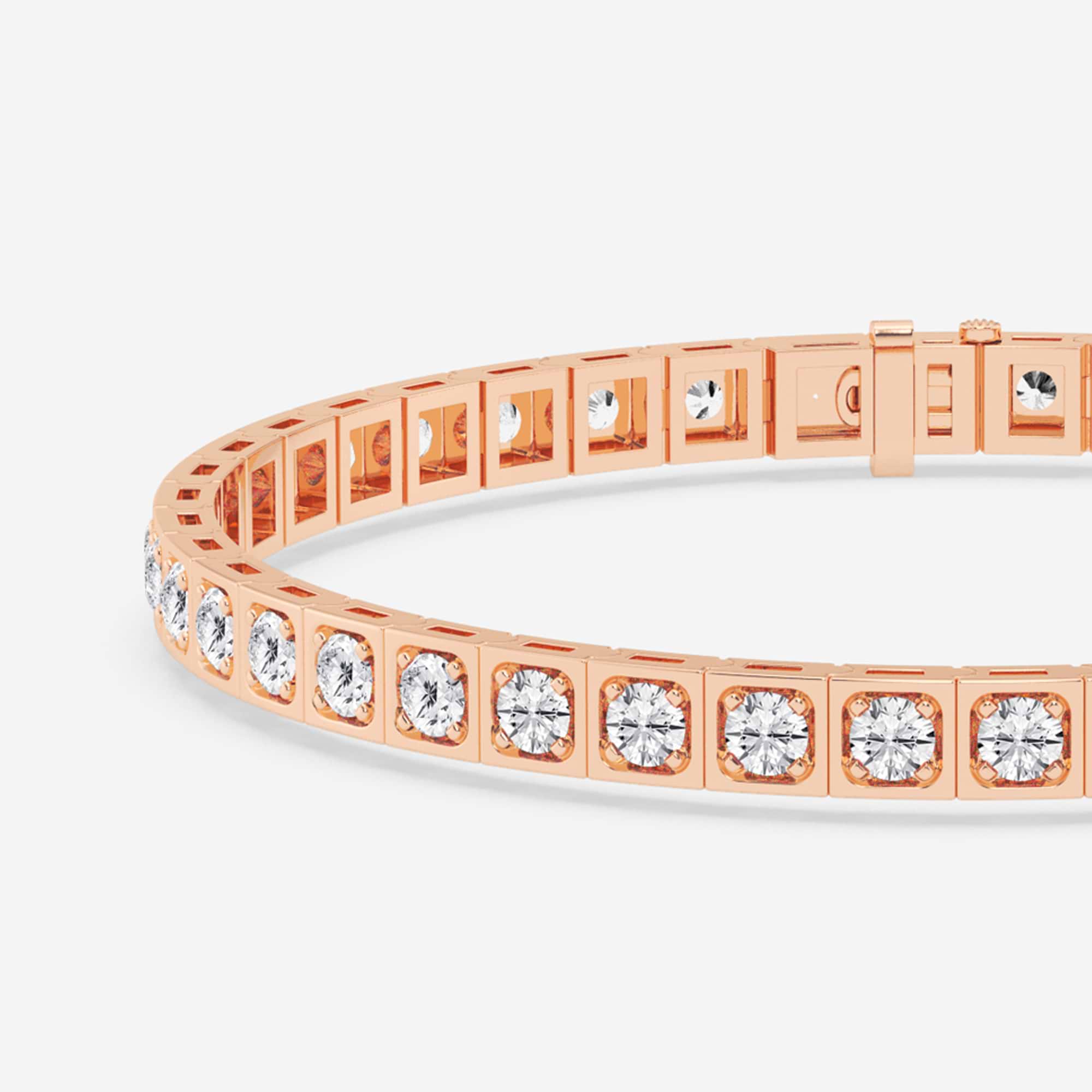 Rosé Modern Square Bezel Round Lab Grown Diamond Tennis Bracelet