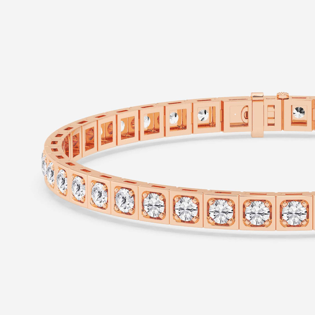 Rosé Modern Square Bezel Round Lab Grown Diamond Tennis Bracelet