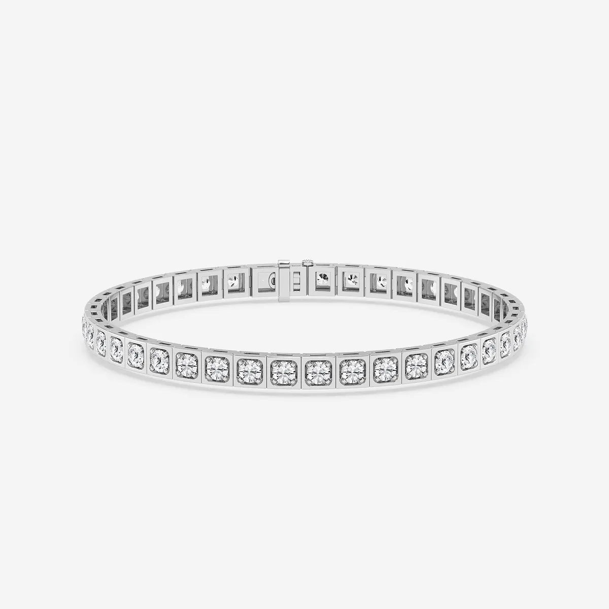 Rosé Modern Square Bezel Round Lab Grown Diamond Tennis Bracelet