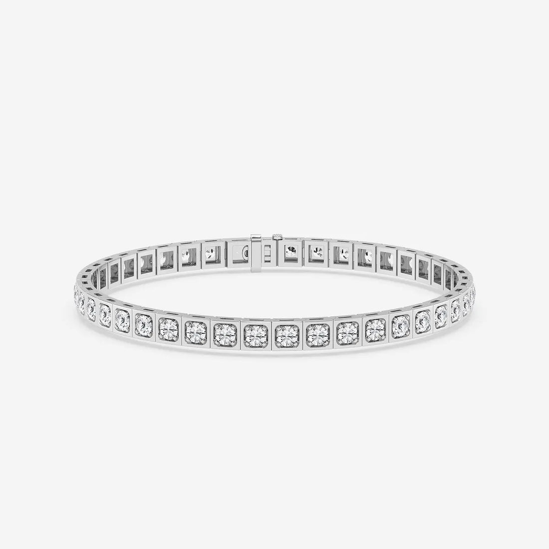 Rosé Modern Square Bezel Round Lab Grown Diamond Tennis Bracelet