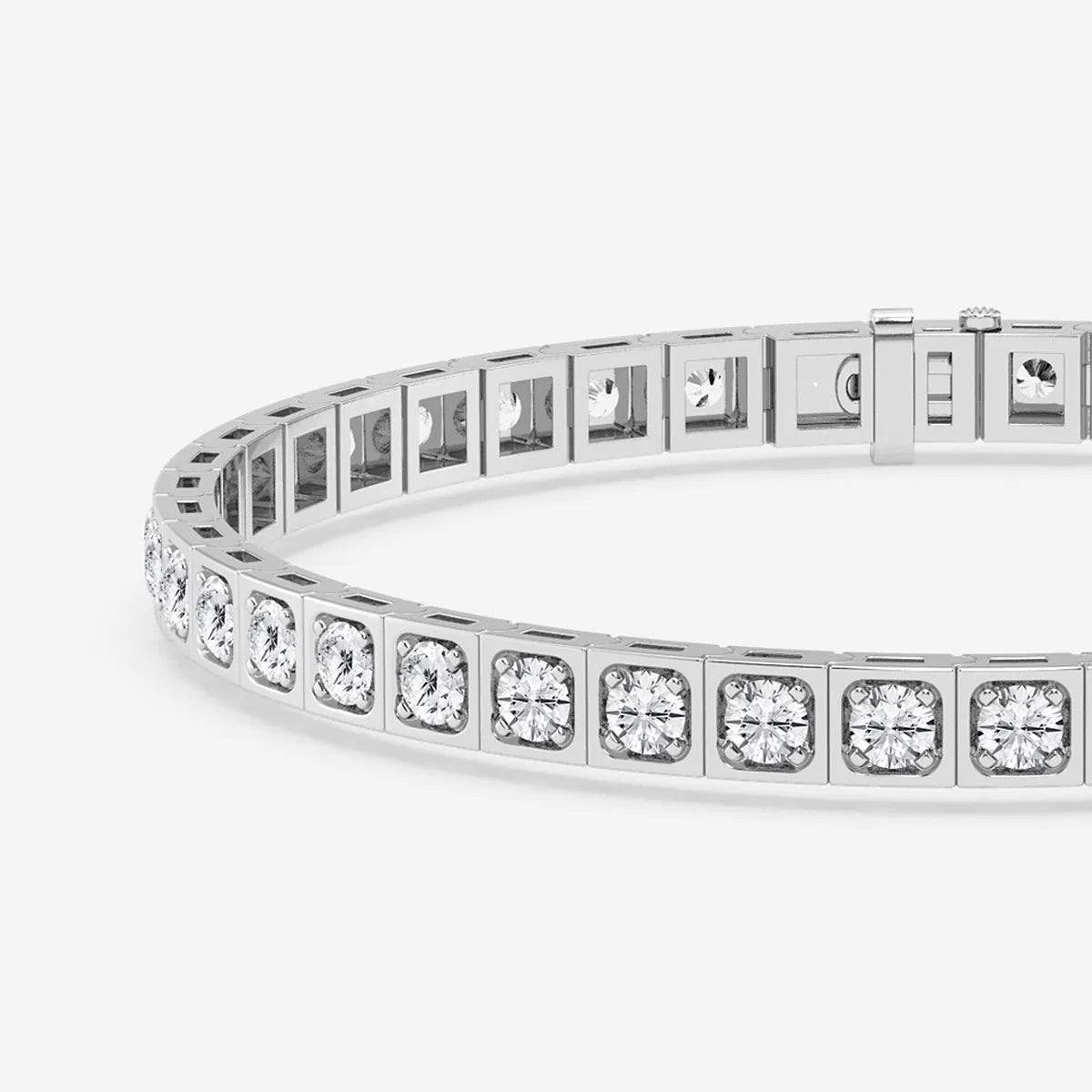 Rosé Modern Square Bezel Round Lab Grown Diamond Tennis Bracelet