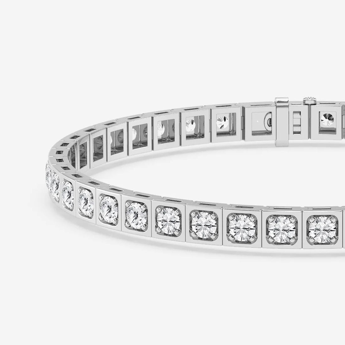 Rosé Modern Square Bezel Round Lab Grown Diamond Tennis Bracelet